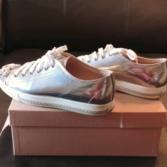 Authentic Miu Miu Crystal Embellished Sneakers - Picture 3 of 9